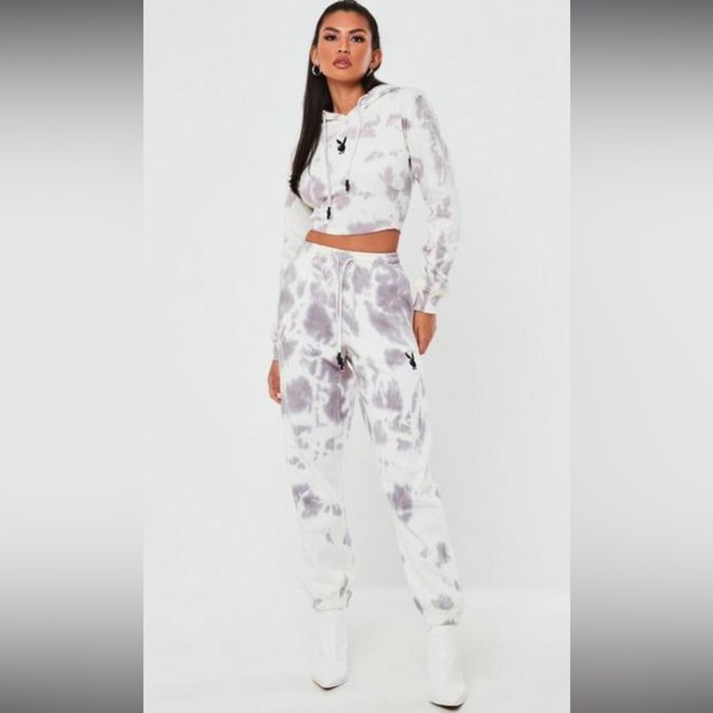 NWT Missguided Playboy tie dyed two piece sweat suit y2k - Picture 1 of 7